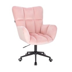 Fotel Hr650K Pudrowy Róż Welur Czarna Podstawa