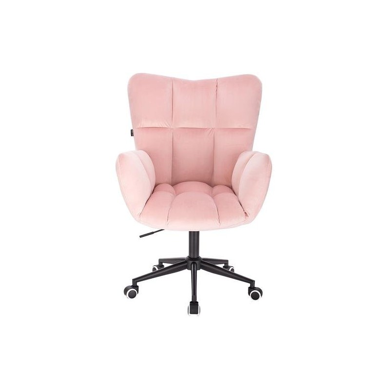 Fotel Hr650K Pudrowy Róż Welur Czarna Podstawa