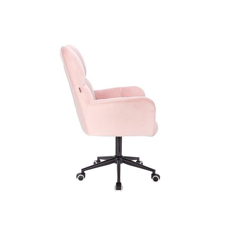 Fotel Hr650K Pudrowy Róż Welur Czarna Podstawa