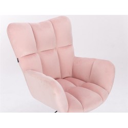Fotel Hr650K Pudrowy Róż Welur Czarna Podstawa