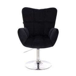 Black velour chair, silver base