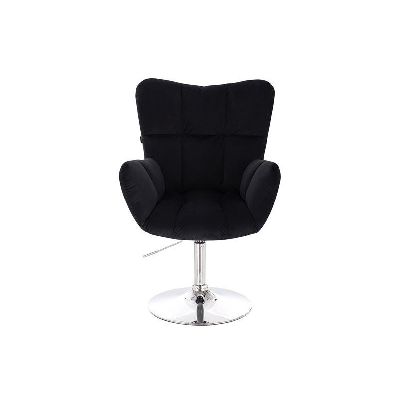 Black velour chair, silver base