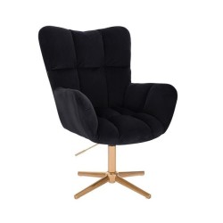 Fotel Hr650Cross Czarny Welur Złota Podstawa