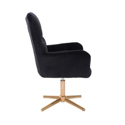 Fotel Hr650Cross Czarny Welur Złota Podstawa