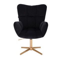 Fotel Hr650Cross Czarny Welur Złota Podstawa