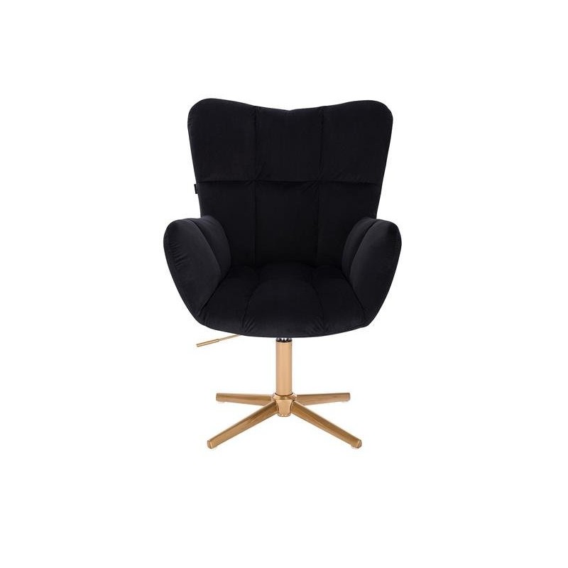 Fotel Hr650Cross Czarny Welur Złota Podstawa