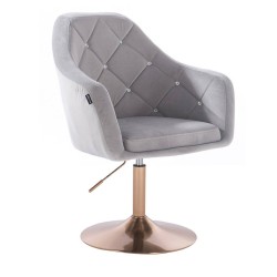 Velour steel-gray chair gold base