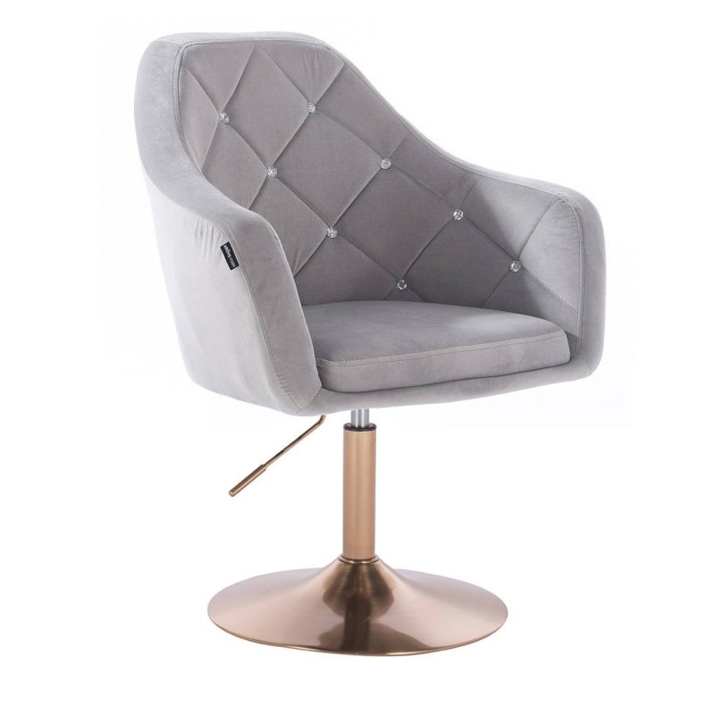 Velour steel-gray chair gold base