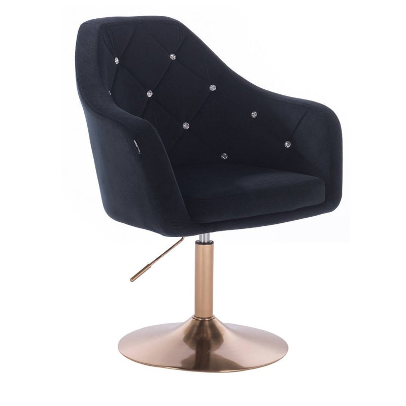 Black velvet chair gold base