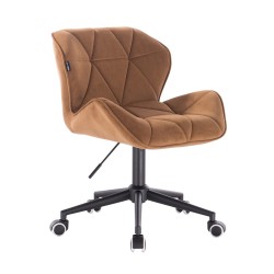 Honey velour chair black wheels