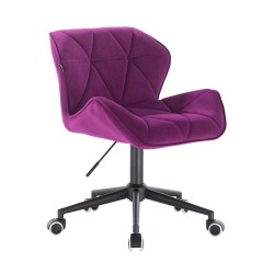 Fotel Hr111K Fuksja Welur Czarna Podstawa