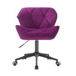 Fotel Hr111K Fuksja Welur Czarna Podstawa