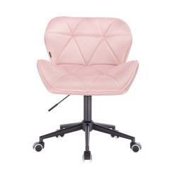 Powder-pink velvet wheeled salon chair