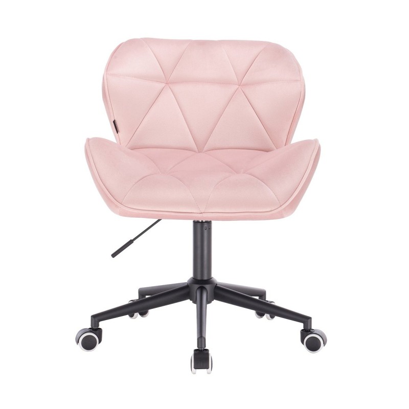 Powder-pink velvet wheeled salon chair