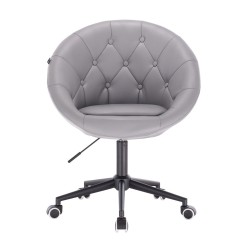 Gray eco-leather cosmetic chair wheels