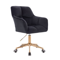 Black velvet chair gold casters