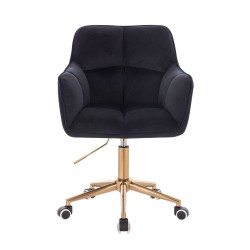 Black velour chair gold wheels