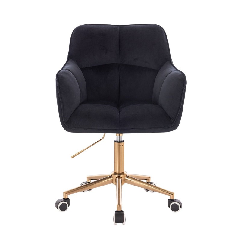 Black velour chair gold wheels