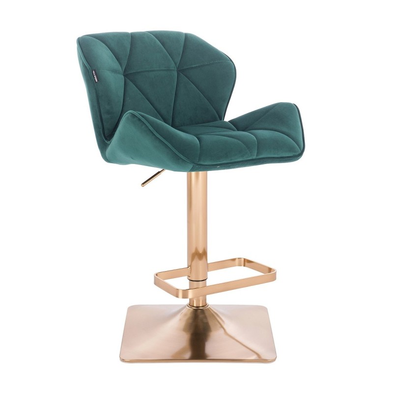 Bottle-green velvet chair gold base