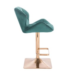 Welurowe butelkowo-zielone krzesło złota podstawa