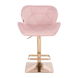 Powder-pink velvet chair gold square-base