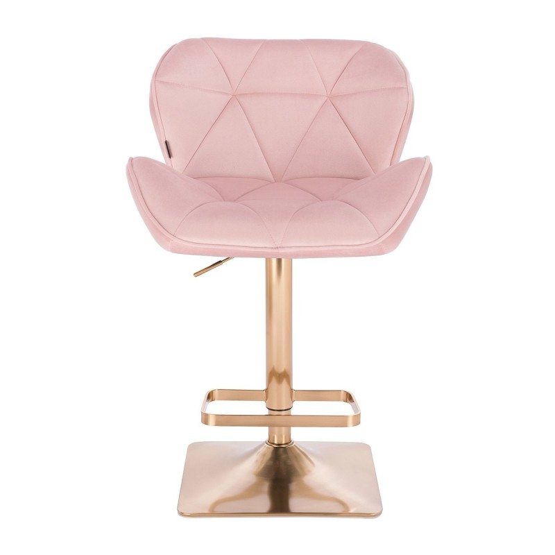 Powder-pink velvet chair gold square-base