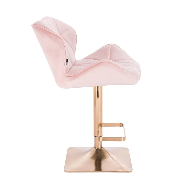 Powder-pink velvet chair gold base