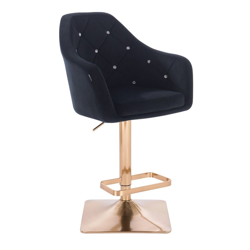 Black velour salon chair gold