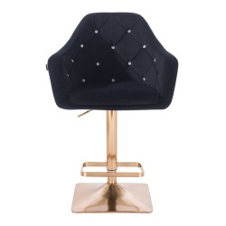 Black velour salon chair gold-square