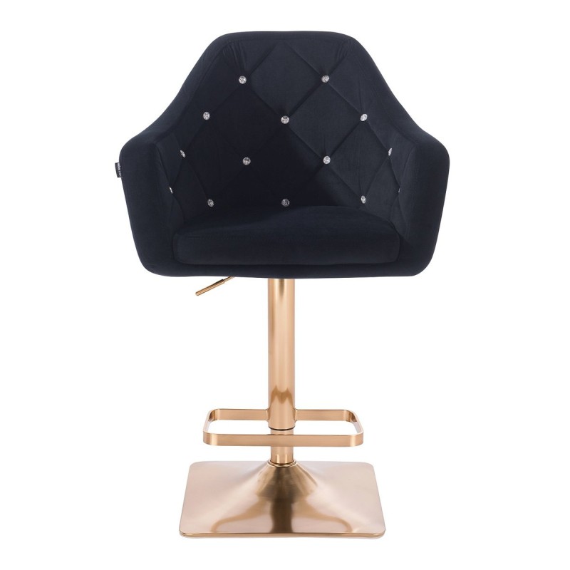 Black velour salon chair gold-square