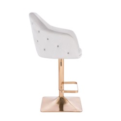 White eco-leather stool gold base
