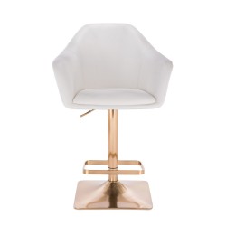 White eco-leather stool gold base