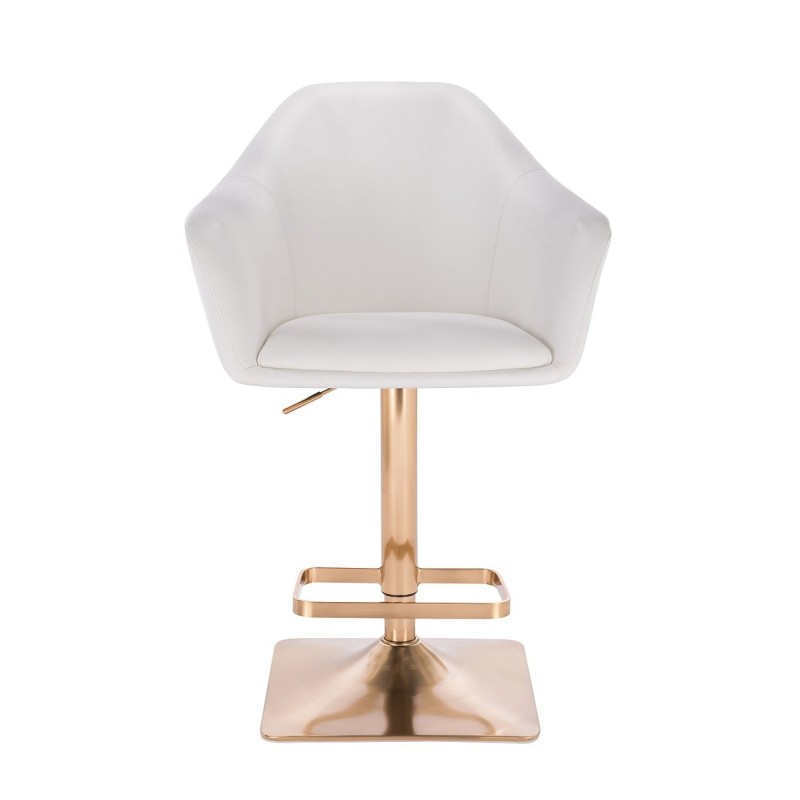 White eco-leather stool gold base