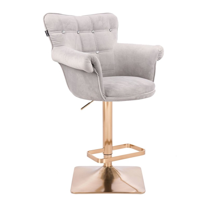 Fotel Hr804Kw Stalowy Welur Złota Podstawa