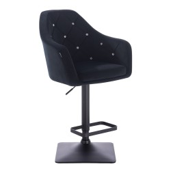 Black velour salon chair square-base