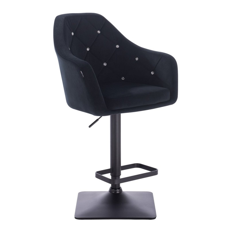 Black velour salon chair square-base