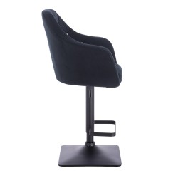 Black velour cosmetic chair square-base