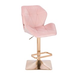 Powder-pink velour cosmetic chair gold-base