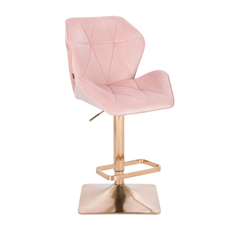 Powder-pink velour cosmetic chair gold-base