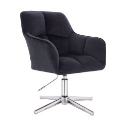 Chrome cross black velour chair