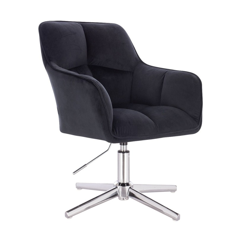 Chrome cross black velour chair