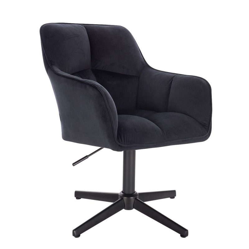 Welurowe czarne krzesło kosmetyczne krzyżak