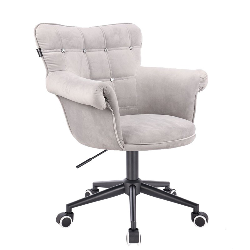 Stalowe welurowe krzesło kosmetyczne kółka