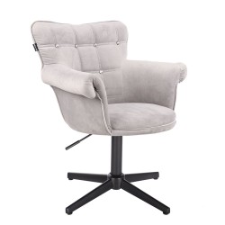 Stalowe welurowe krzesło czarna podstawa