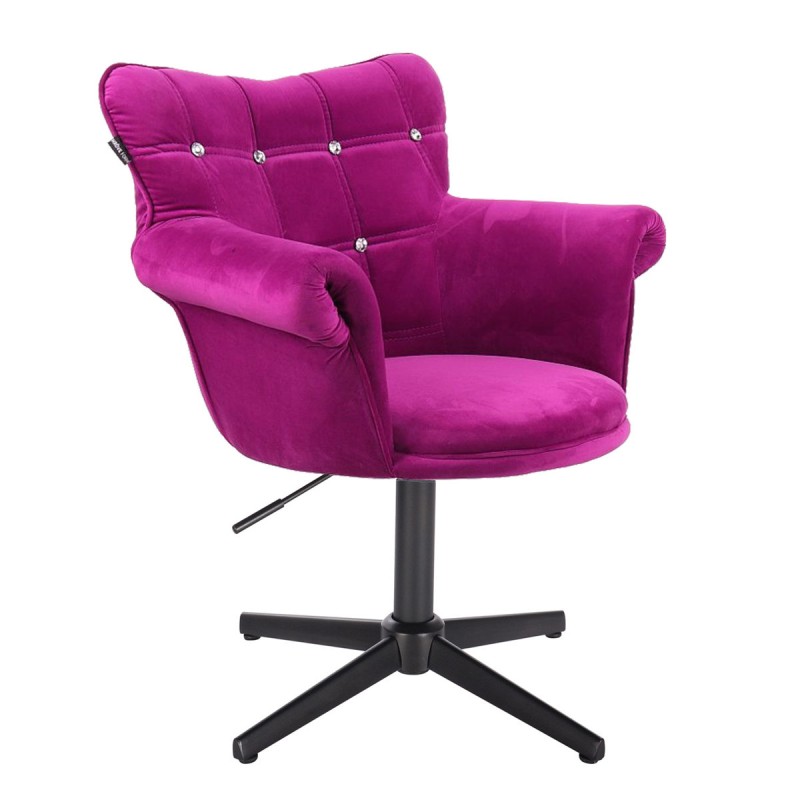 Fuchsia velvet chair black base