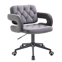 Grafitowe welurowe krzesło kosmetyczne