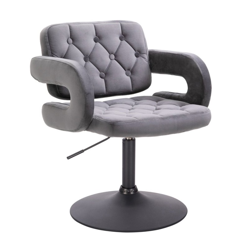 Grafitowy welurowy fotel kosmetyczny