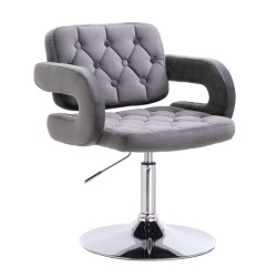 Grafitowe welurowe krzesło chromowana podstawa