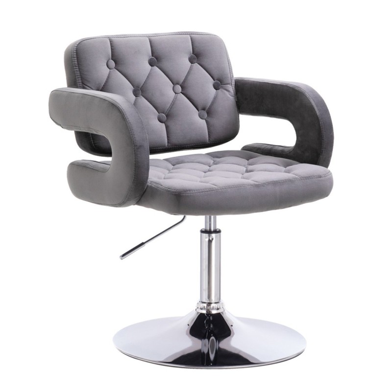 Grafitowe welurowe krzesło chromowana podstawa