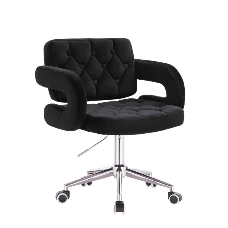 Black velvet cosmetic chair chrome